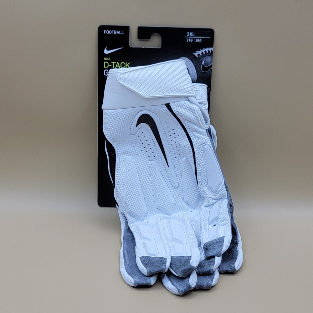 Nike D-Tack Lineman Padded Football Gloves Size 3XL White Black PG946 184 New